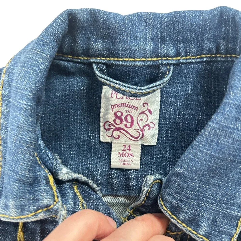 Toddler Embroidered Denim Jacket 24M Floral Butterfly‎ Y2K Coquette Cottagecore